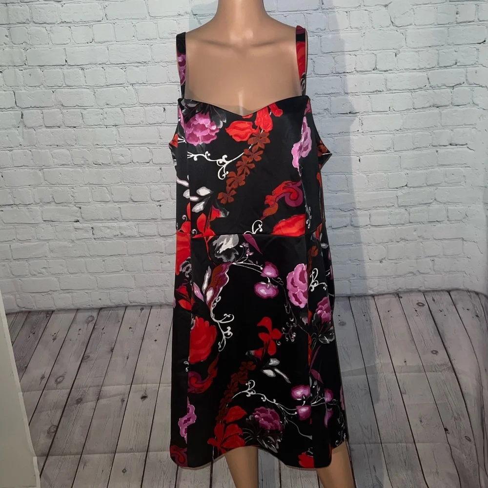 lane bryant black, red & pink floral dress size 24 - Picture 1 of 12
